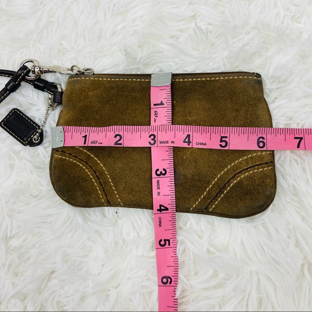 COACH brown suede leather small clutch wrist wallet - Picture 12 of 14